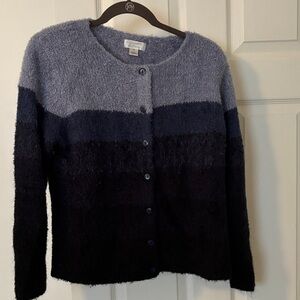 Christopher & Banks striped Violet Blue & Black Cardigan